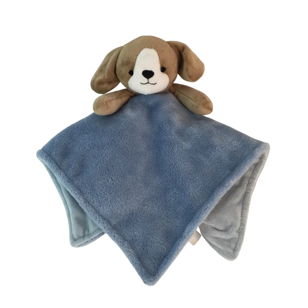 Carters Blue Brown Puppy Dog Lovey Baby Security Blanket 14